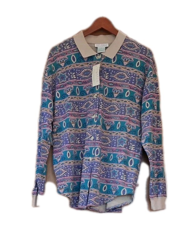 1992 Segrets Sun Prints Road To Morocco Long Sleeve Collar Button Shirt XL NEW!