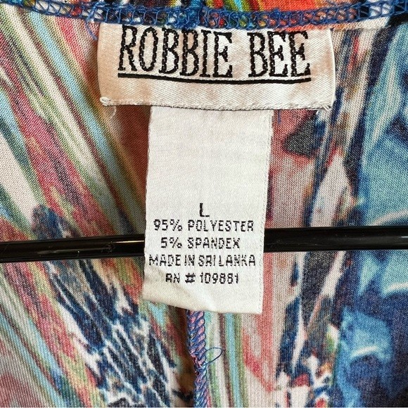 ROBBIE BEE Vintage 90’s Size Large Faux Wrap Dress Art to Wear Color Splash