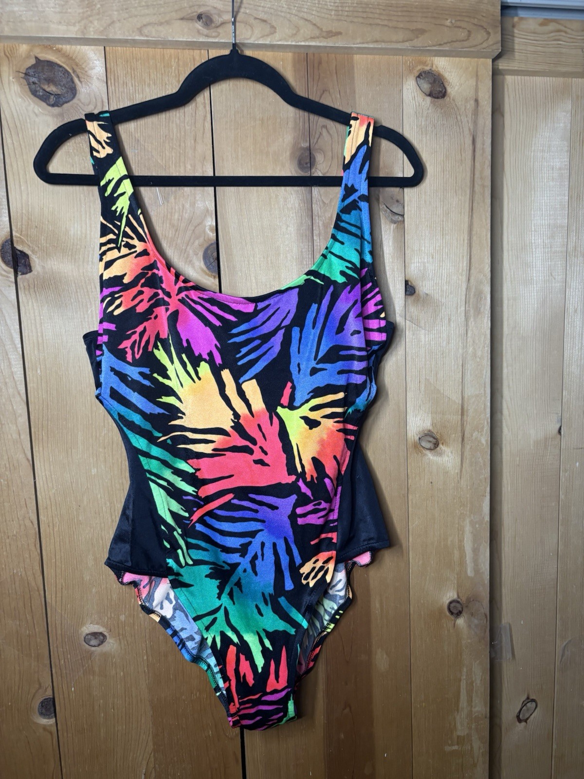 Catalina Neon Splash One Piece Swimsuit Bathing Suit Size 14 USA VTG 80s 38/32