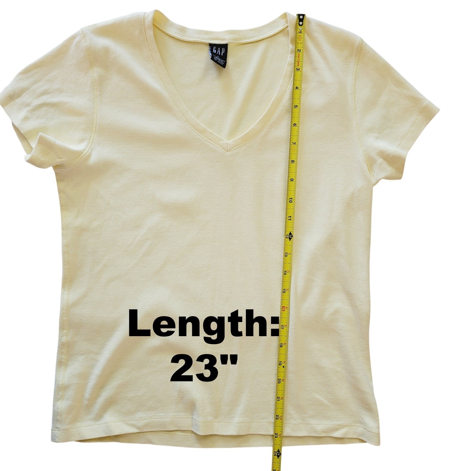 Vintage Gap Butter Yellow V-Neck T-Shirt, Women’s Large L, Cotton Y2K Minimalist