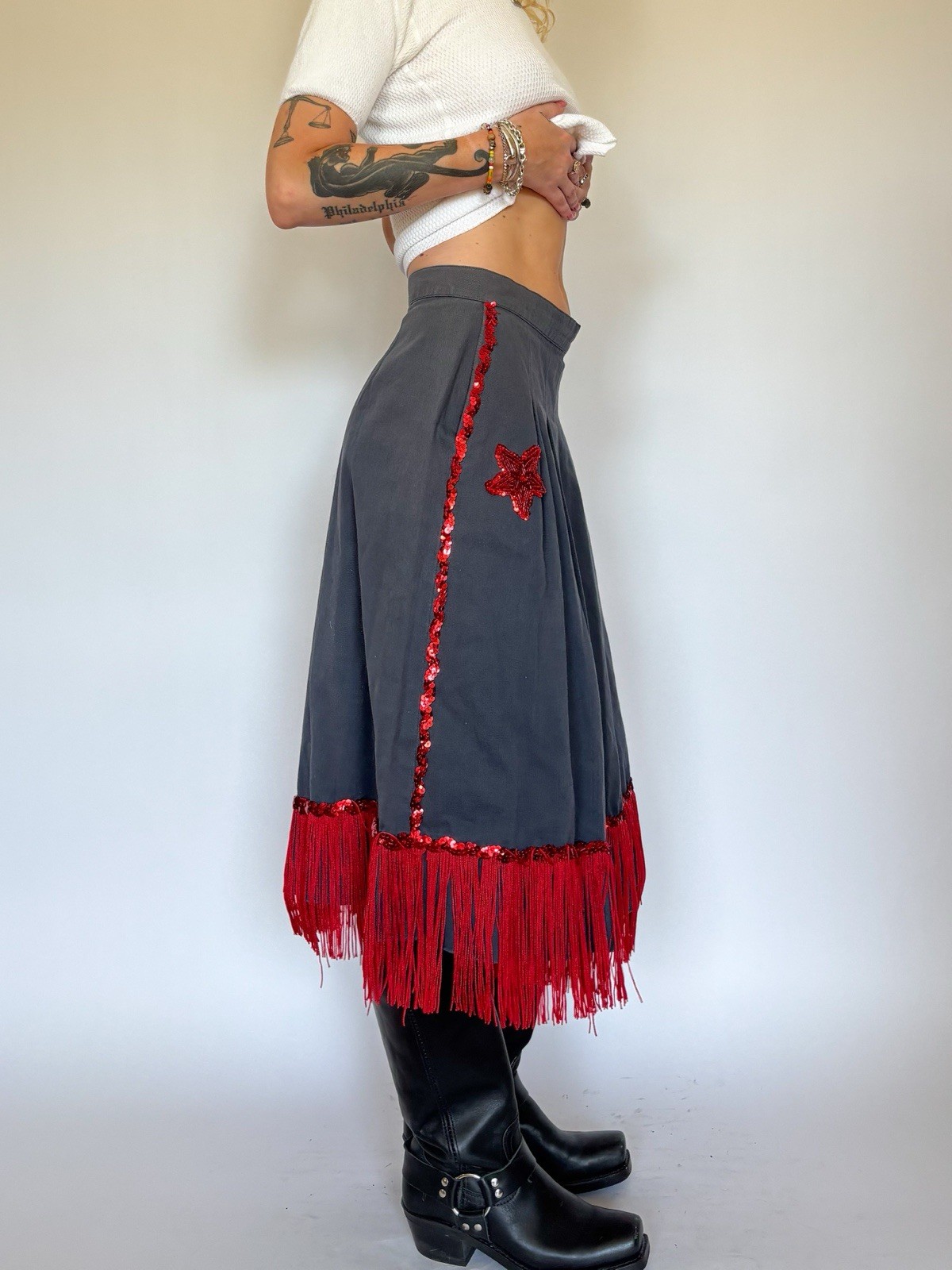 Handmade Western Culottes Gauchos Sequin Fringe Tassel Rockabilly 1970’s Vintage