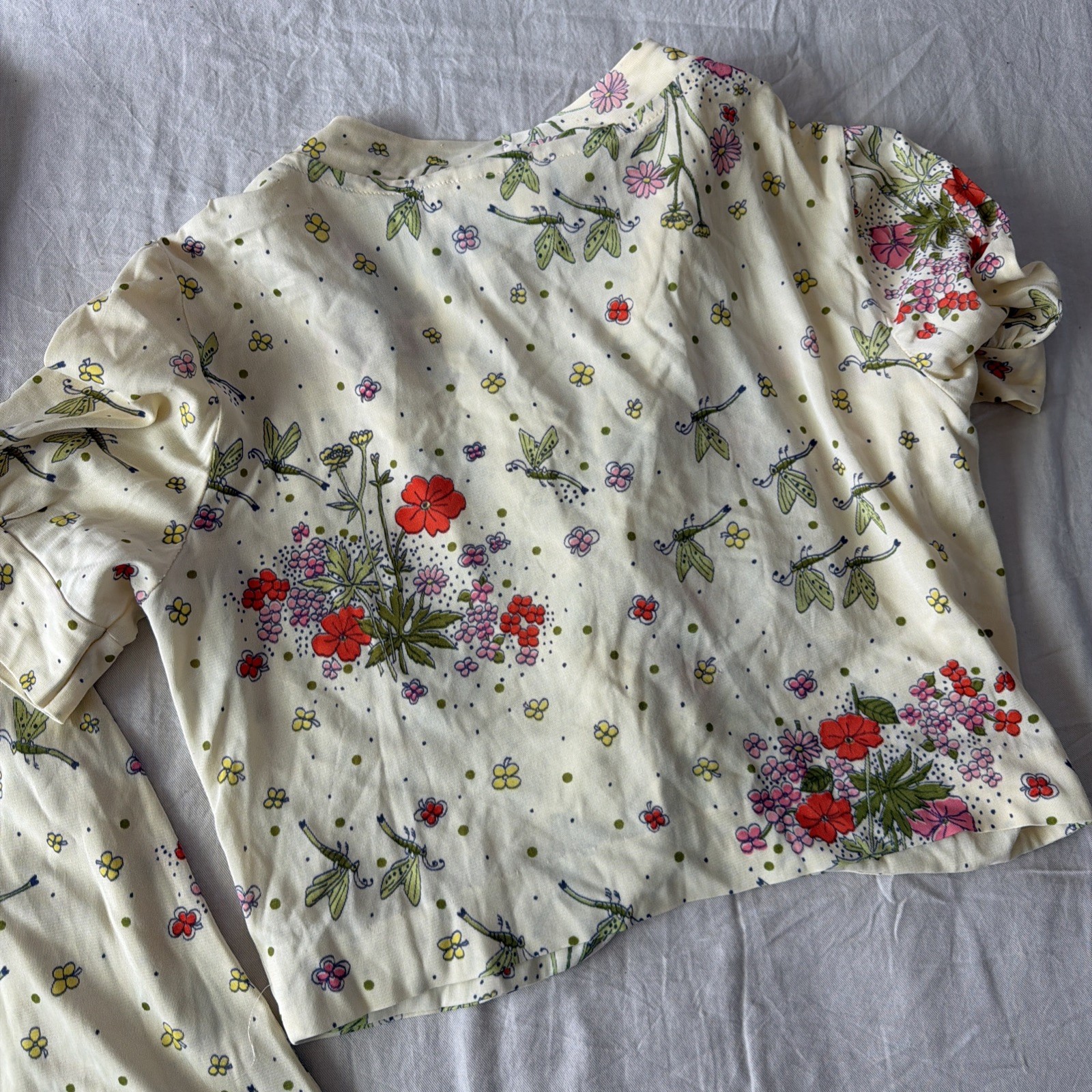 VTG 70’s JC Penny Fashions 2 Piece Dragonfly Floral Print Halter Dress