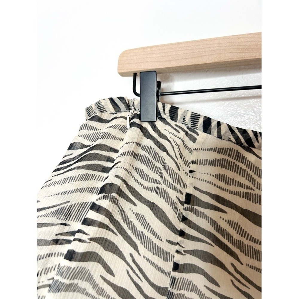 Vintage Valerie Stevens 100% Silk Zebra Animal Print Flowy Midi Skirt 14