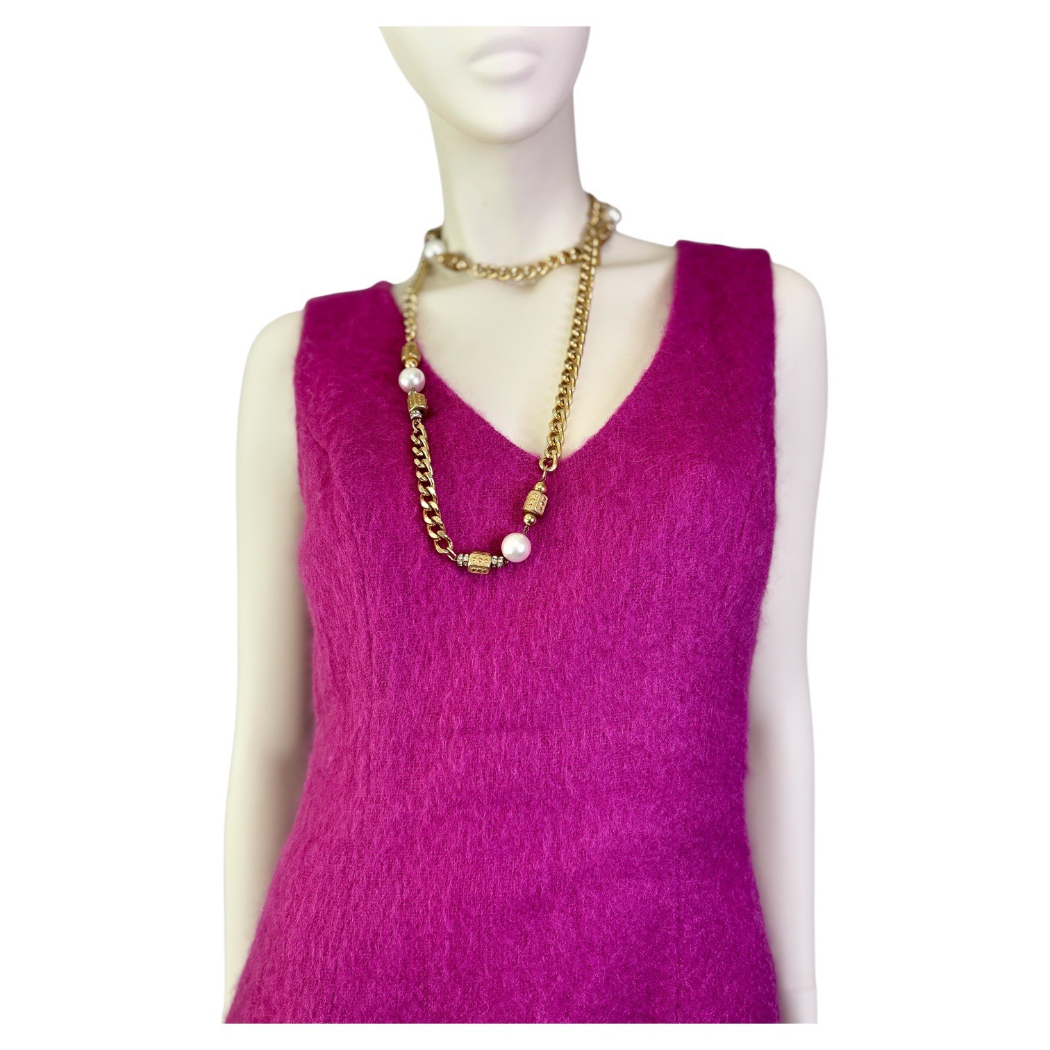 Fuchsia, Hot Pink Mohair Sleeveless Mini Dress M