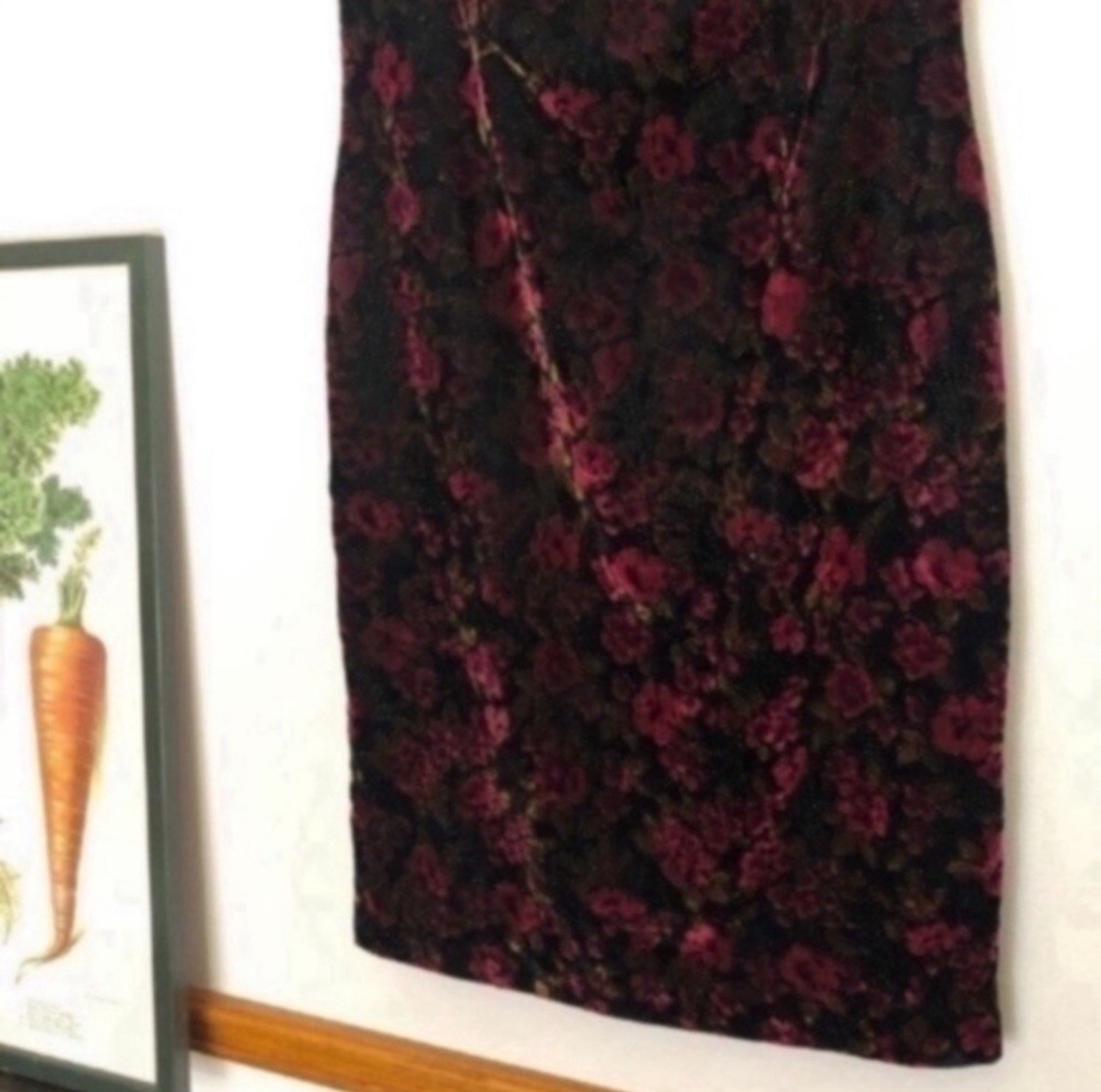 Vintage Lisa Michaels Petite glitter and velvet dark floral dress size 10
