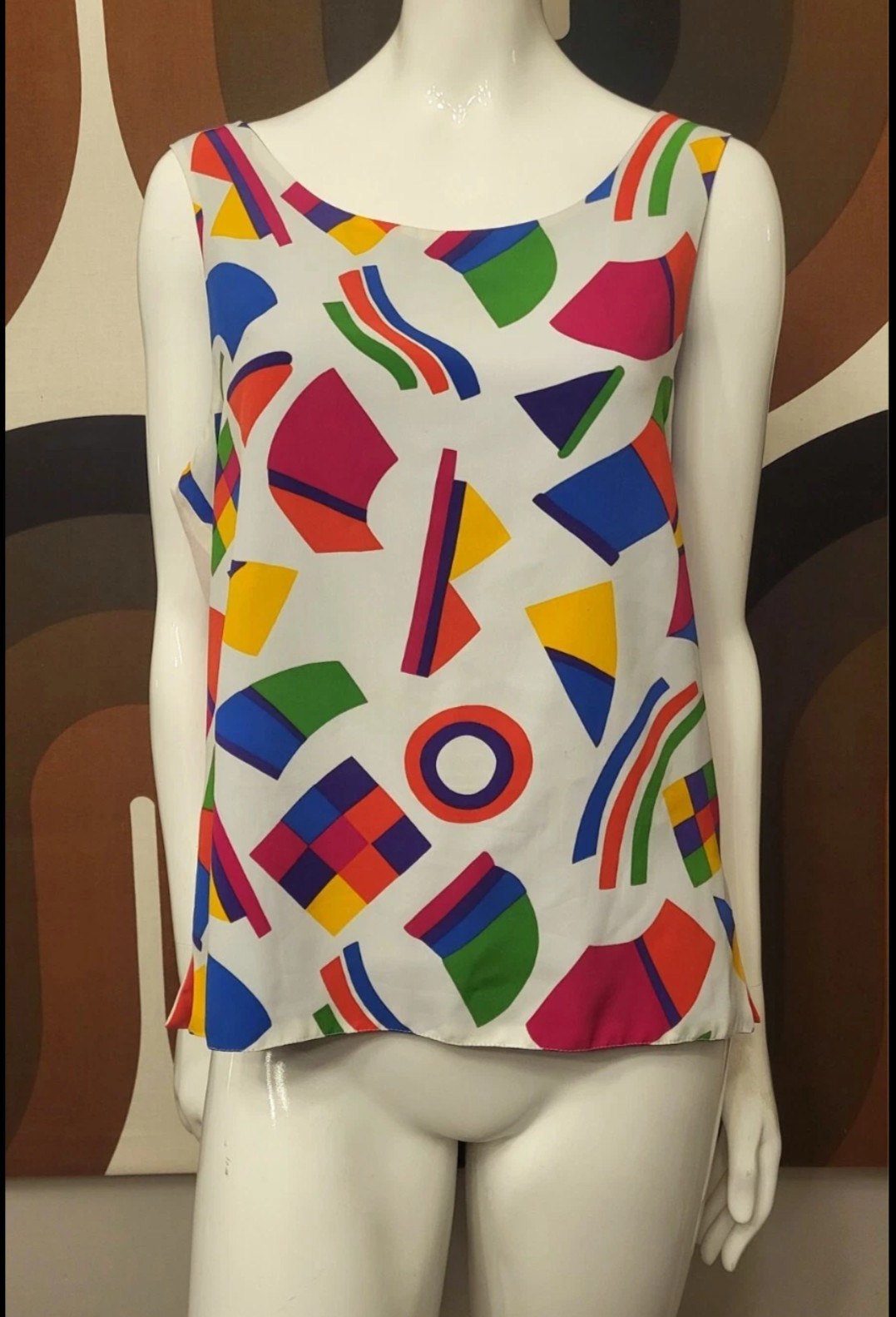 Vintage Patchington 80’s Geometric Belted Top SM Retro
