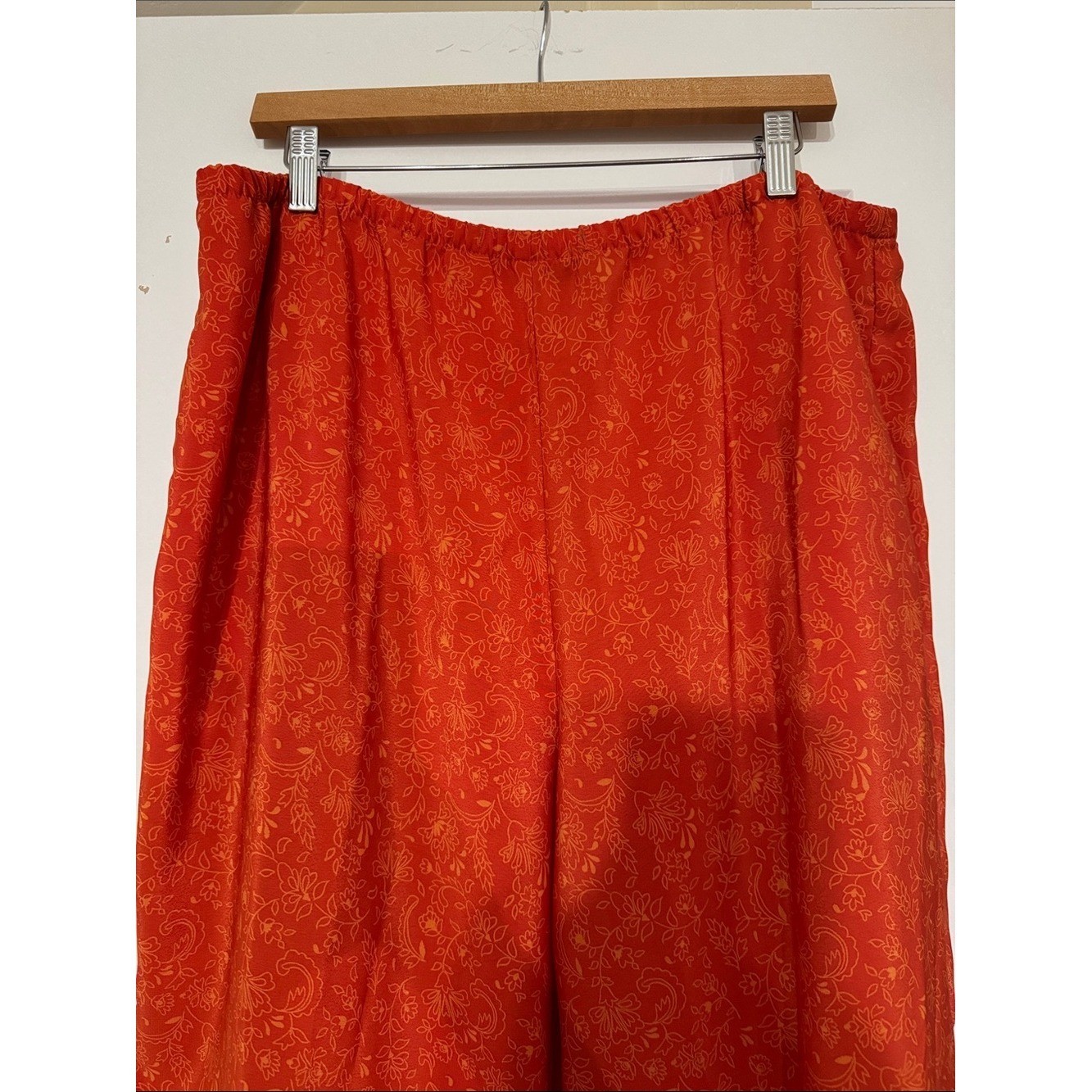 Venezia Jeans Orange Boho Border Print Wide Leg Pull-On Pants 18/20 Y2K Resort
