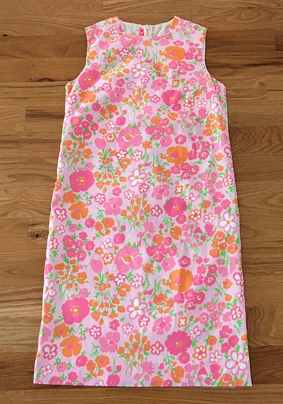 Vintage Women’s Shift Dress Fritzi of California Preppy Pink Floral Medium