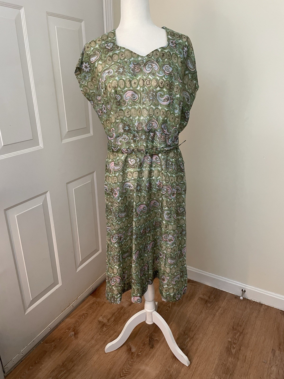 Hand Made Vintage Dress With Matching Shirt Jacket And Belt 1950’s