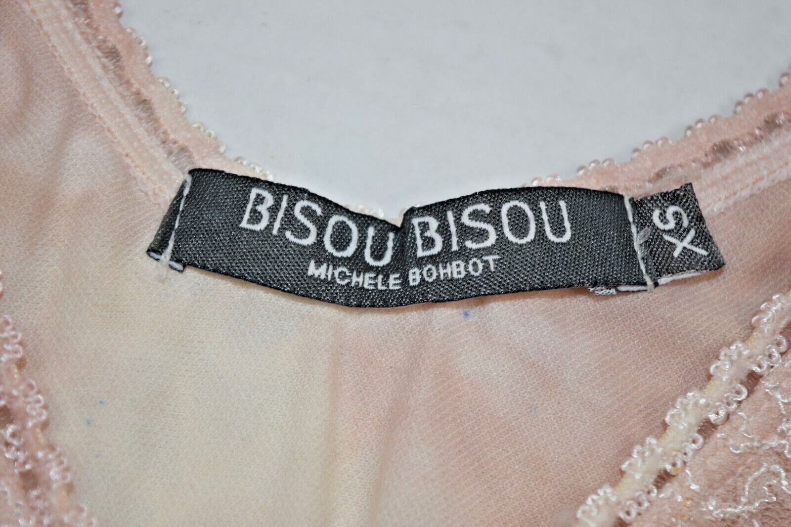 Vintage Dress Bisou Bisou Size S 90s Pink Clouds Tie Dye Sequins Layered Lace