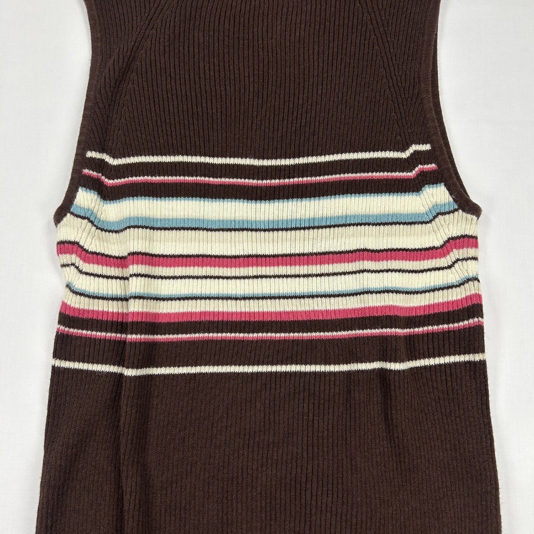 Faded Glory Vintage Y2K Woman’s Sleeveless Turtleneck Knit Striped Tank M/L