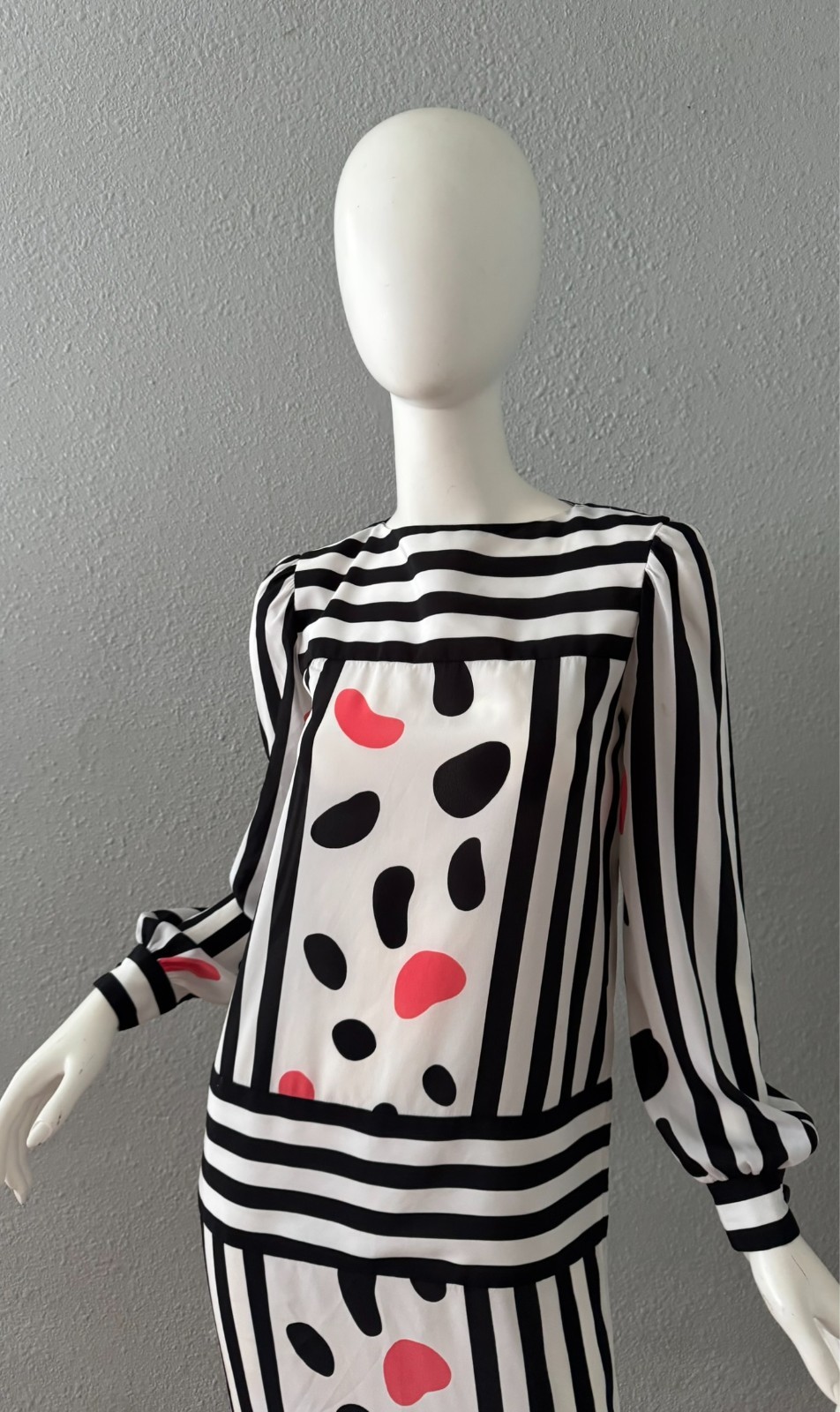 Vintage 80s Bold Abstract Long Sleeve MOD Shift Dress S