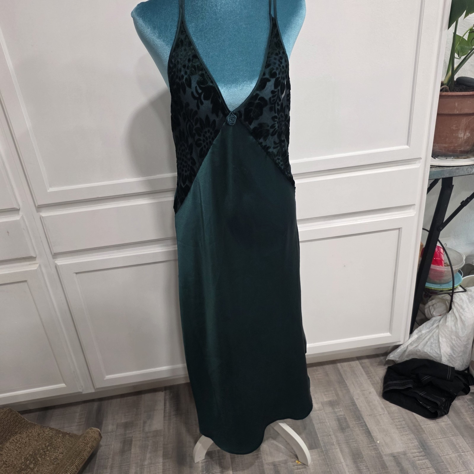 Vtg Val Mode Emerald Green Lingere Set Robe And Gown Medium Lace