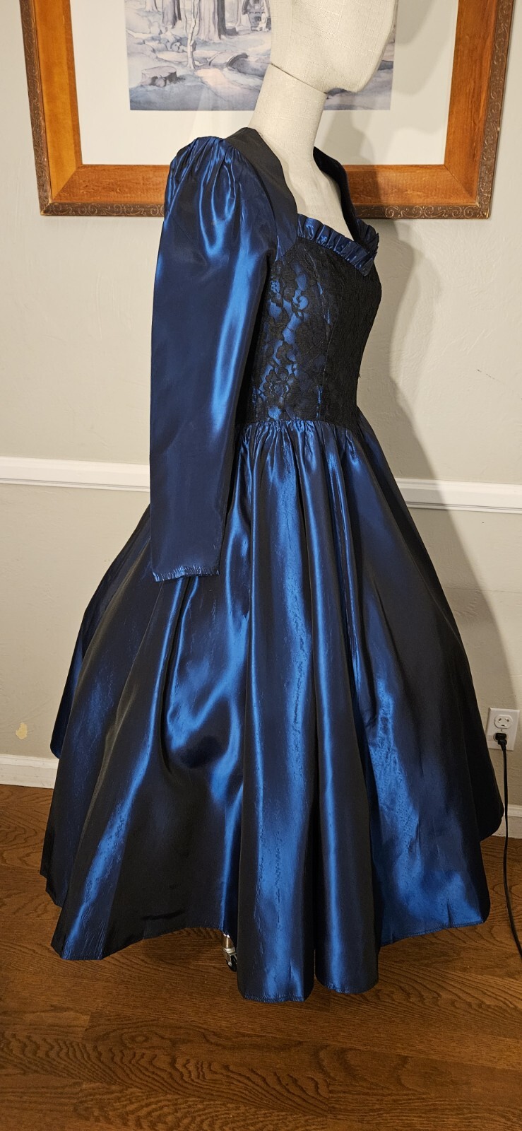 Vintage 1980s Midnight Blue Gunne Sax Prom Dress As Pictured