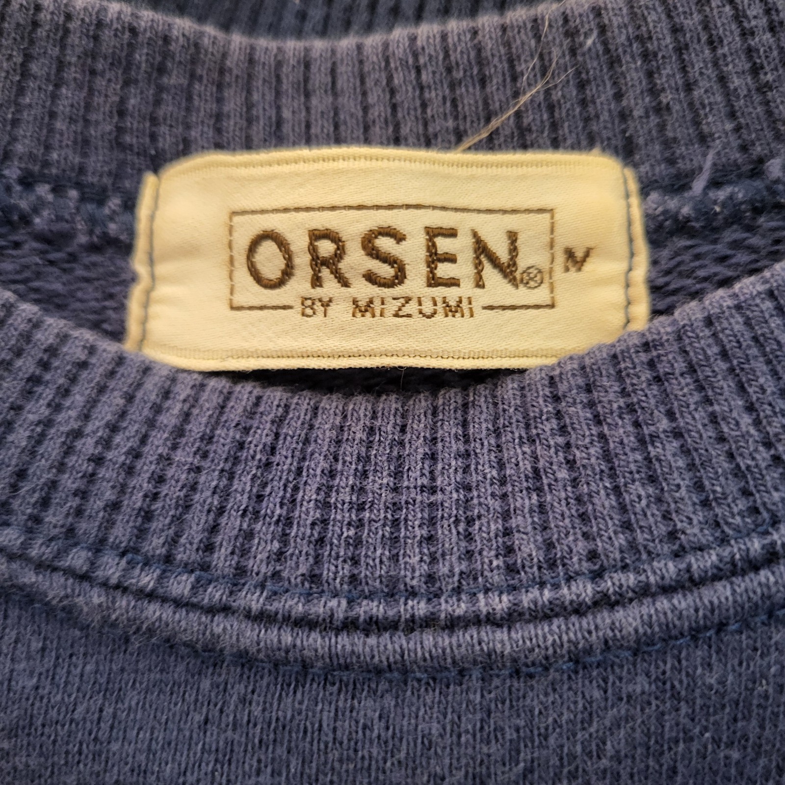 VTG 1990s ORSEN BY MIZUMI 3D Fiber Arts INDIAN Figure Blue Sweatshirt Size S-M