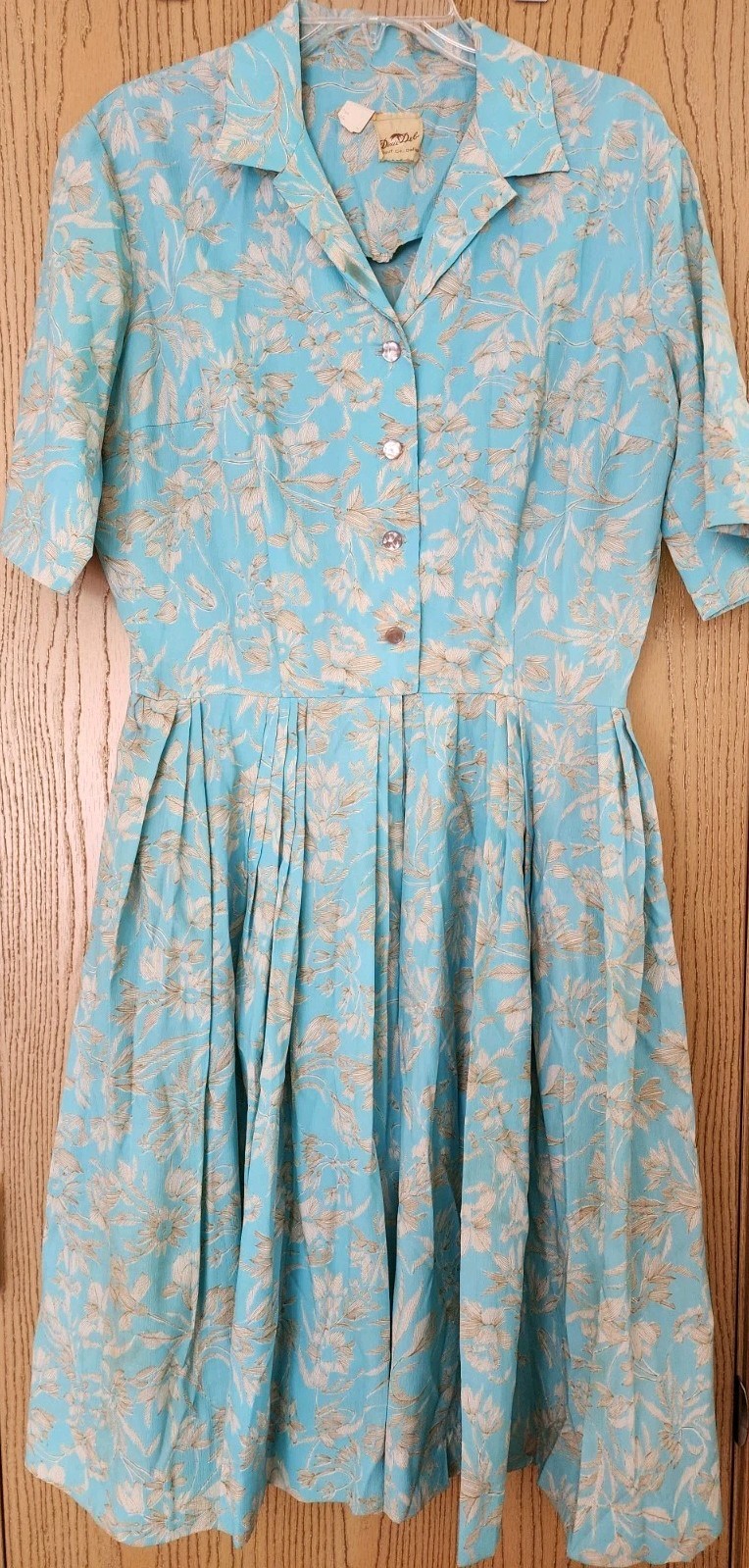 Vtg Retro Dixie Deb 1950’s Dress, Size ? See Description, Aqua Floral