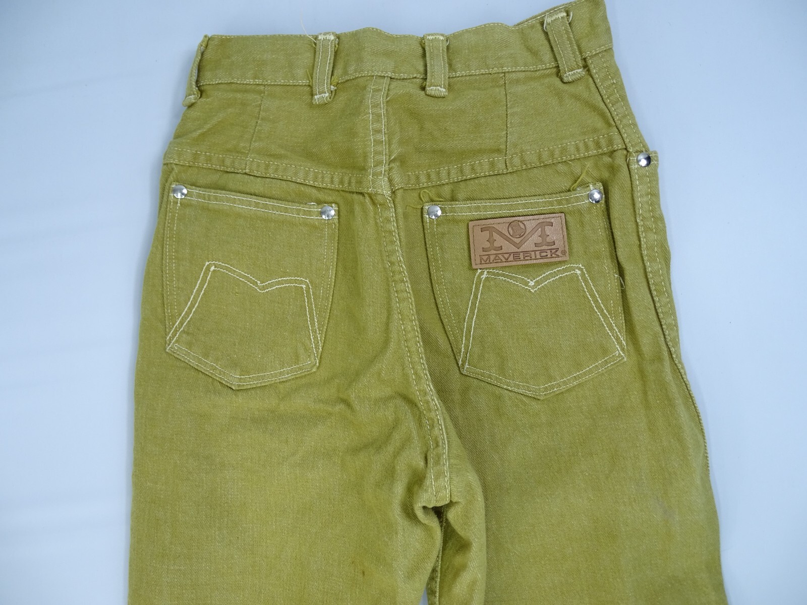 Maverick Jeans Womens 7/8 Slim Mustard Yellow Vintage 70s High Waist USA Retro