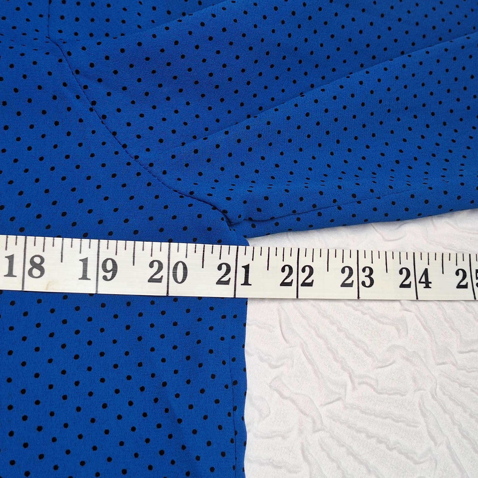 Vtg 80’s Compositions Skirt & Blouse Set, Blue With Black Polka Dots, Size…