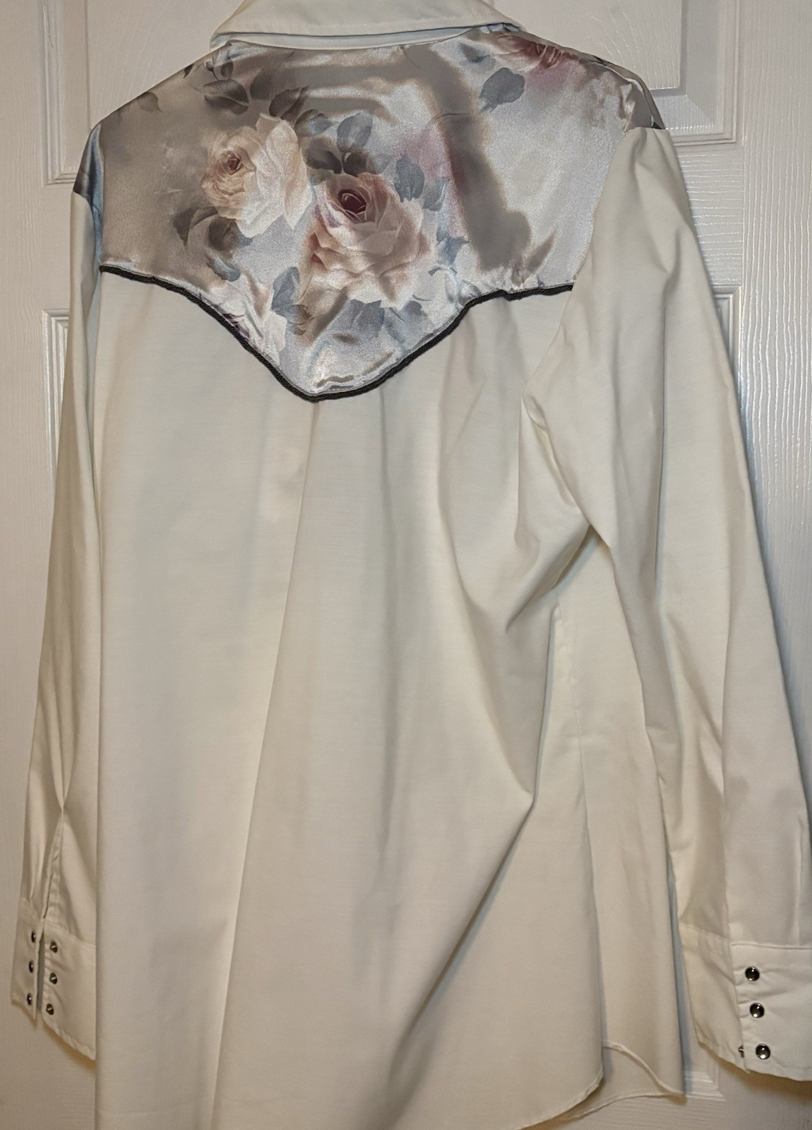 Vtg Prior Womans Westerns Denver Pearl Snap Button Up Shirt White Size XL