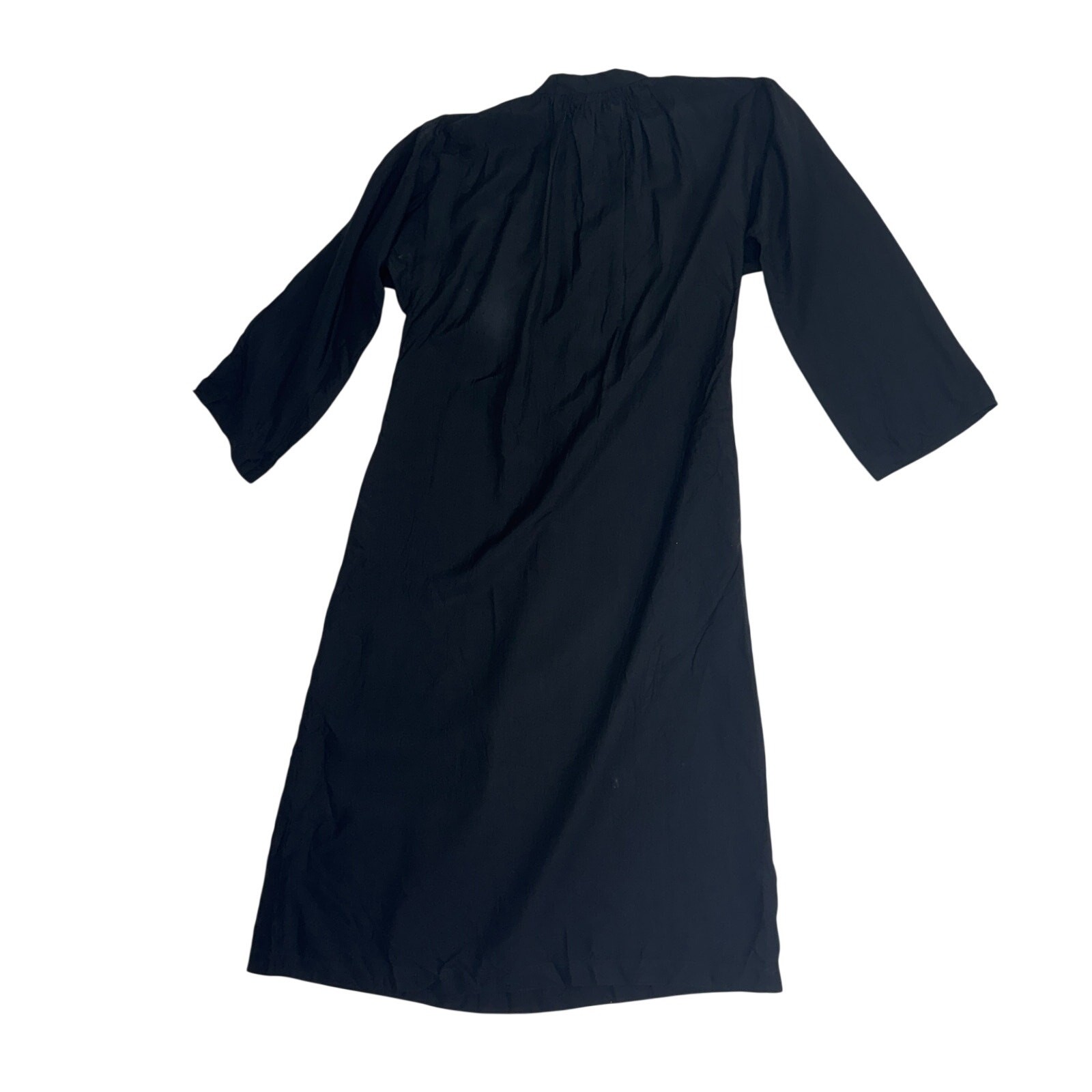 Vtg 80s Cathy Hardwick Black Silk Batwing Dress Dolman Sleeve Minimalist Pockets