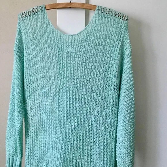 Vintage 80s Knit and Lace Cover Up Pullover Long Top | Size M