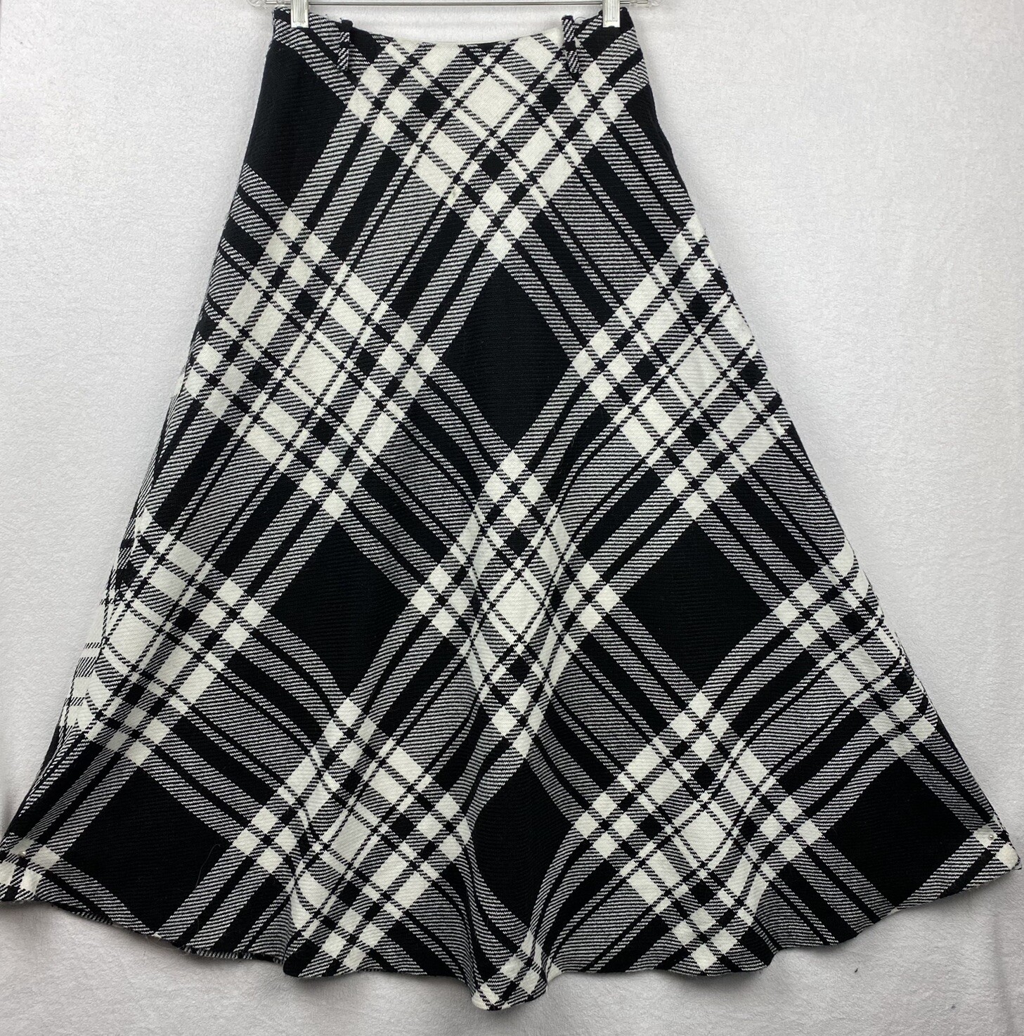 Summit Of Boston Plaid Maxi Skirt Womens 27″ Waist Swing Black & White Side Zip