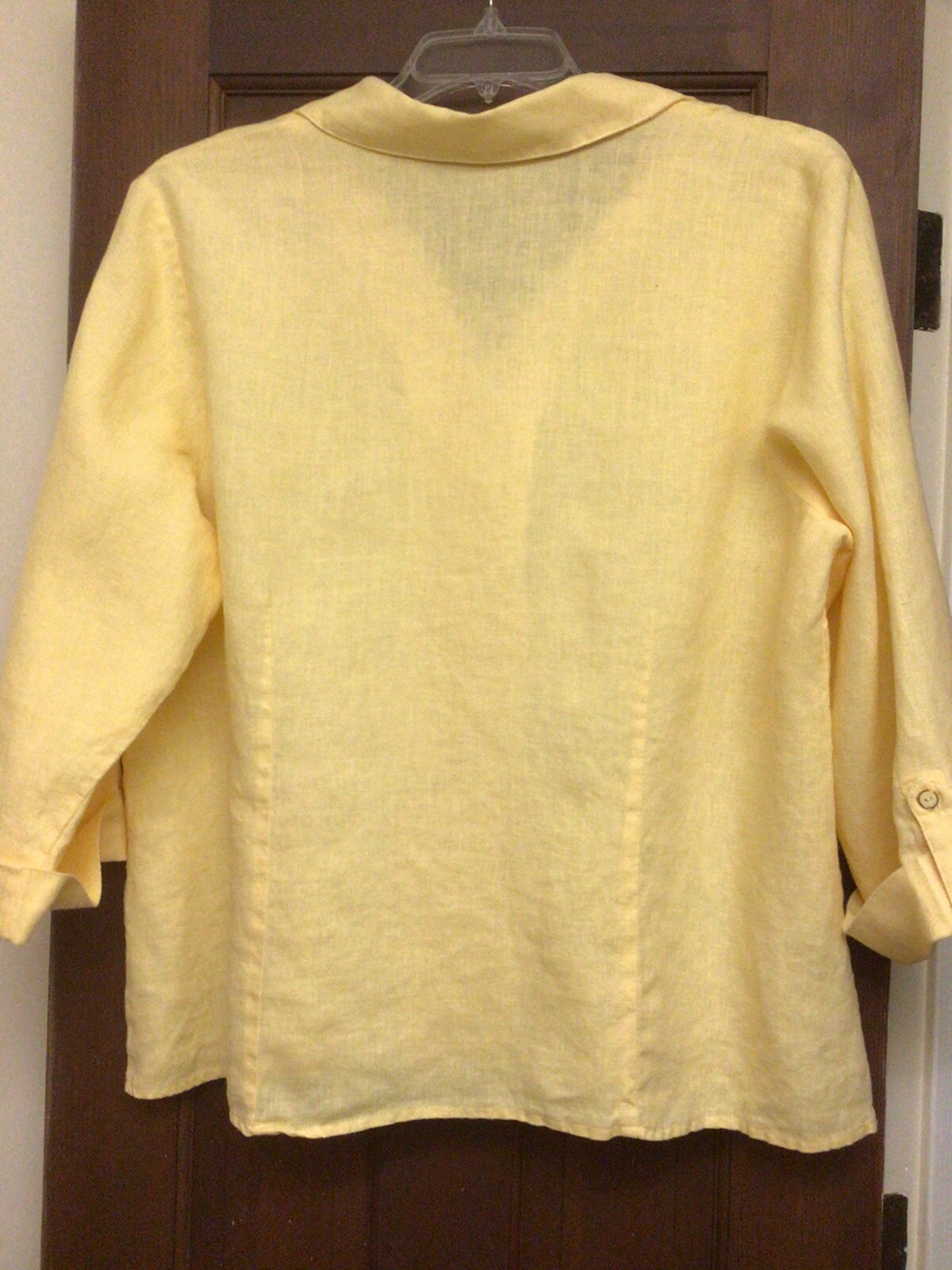 JM Collection Womans Plus 18W Blouse Yellow 3/4 Sleeve Detach Necklace Vintage