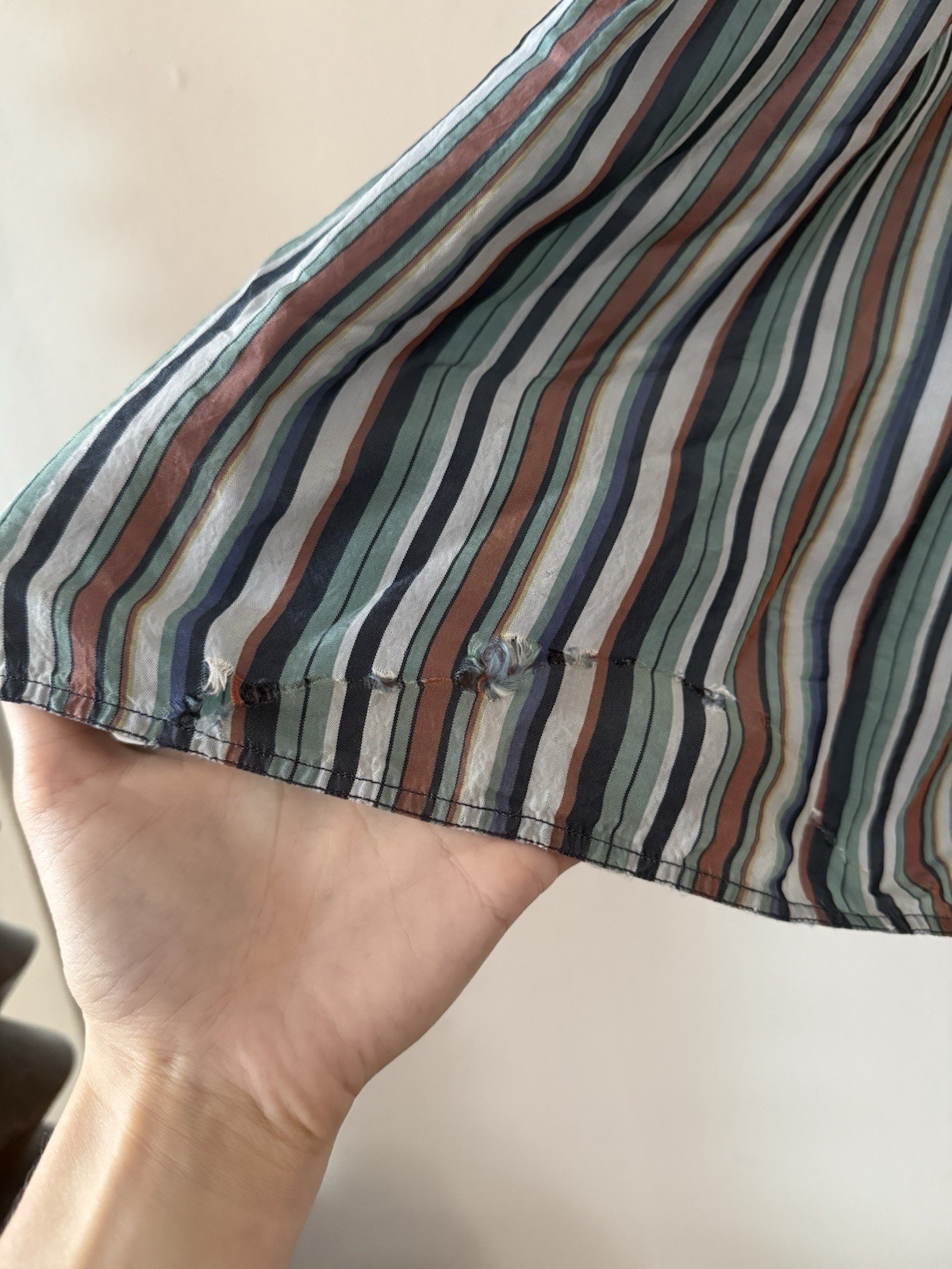 Vintage 40s Rayon Maxi Dress Ruched Bodice Colorful Striped Full Sweep Skirt XXS