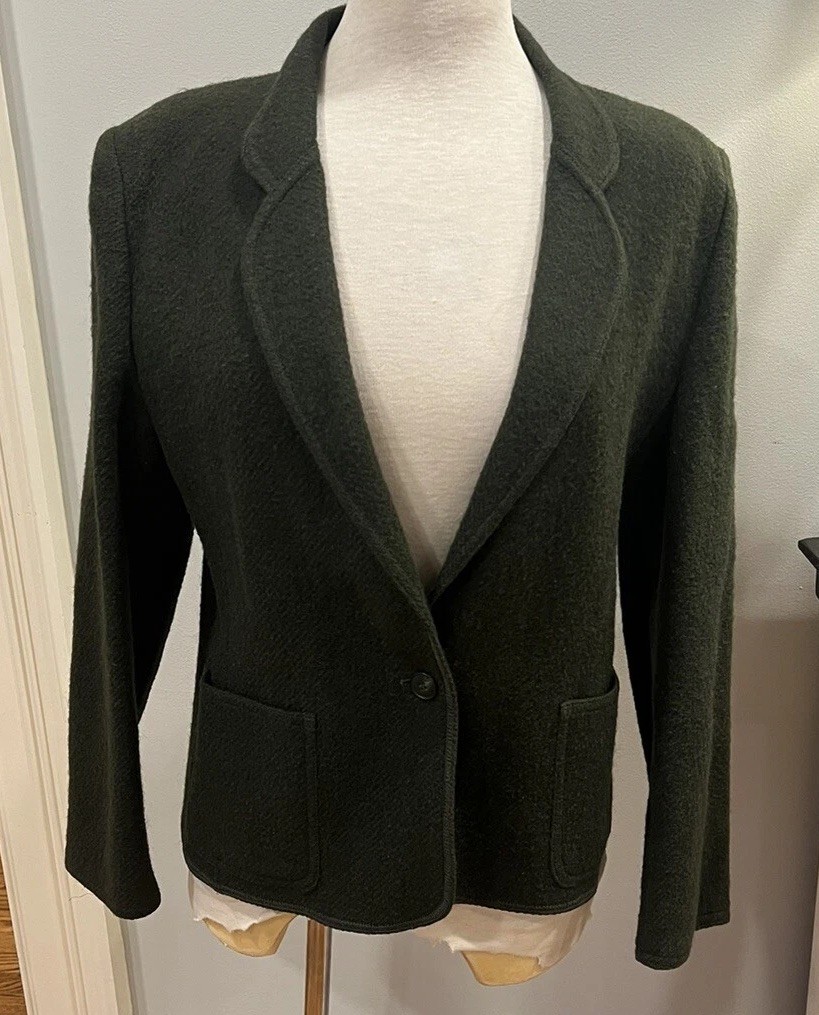 Mondi Finland Forest Green Boiled Wool Jacket Blazer Women’s Euro 40 US M