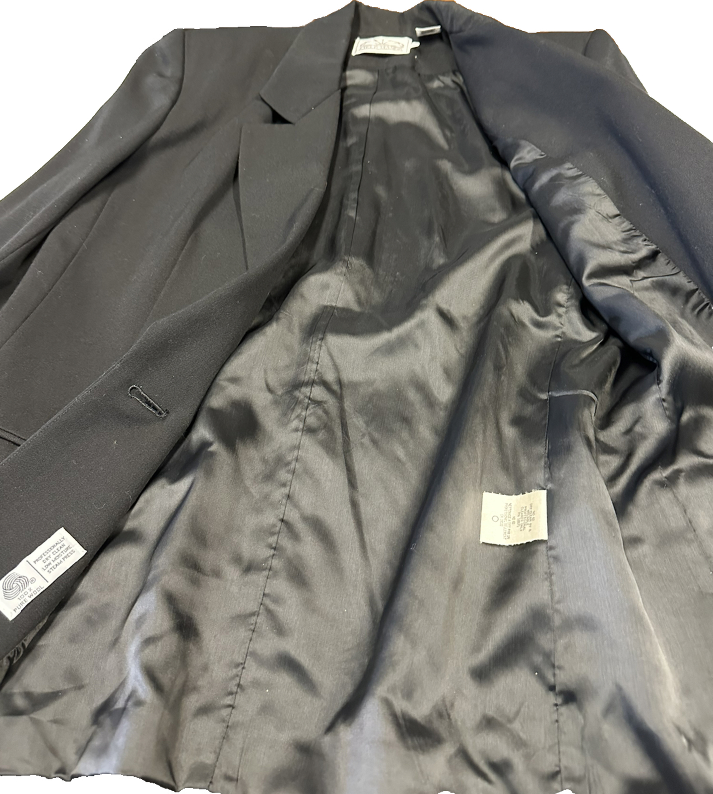 Vintage 100% Wool Blazer & Pencil Skirt Set Black Fully Lined Woman’s SZ-8