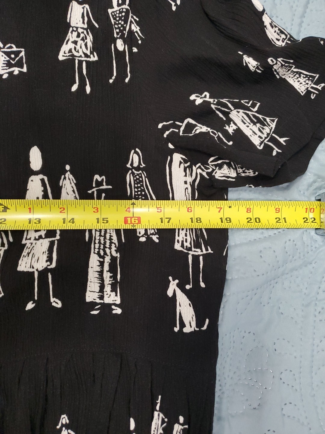 Betsy Lauren Button-Up Maxi Dress Black Size 14 Unique Pattern Of People Vtg