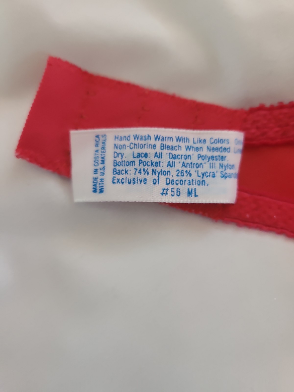 VTG Maidenform Chantilly Bra 36B Red Nylon & Lace Unlined Underwire Style 7329
