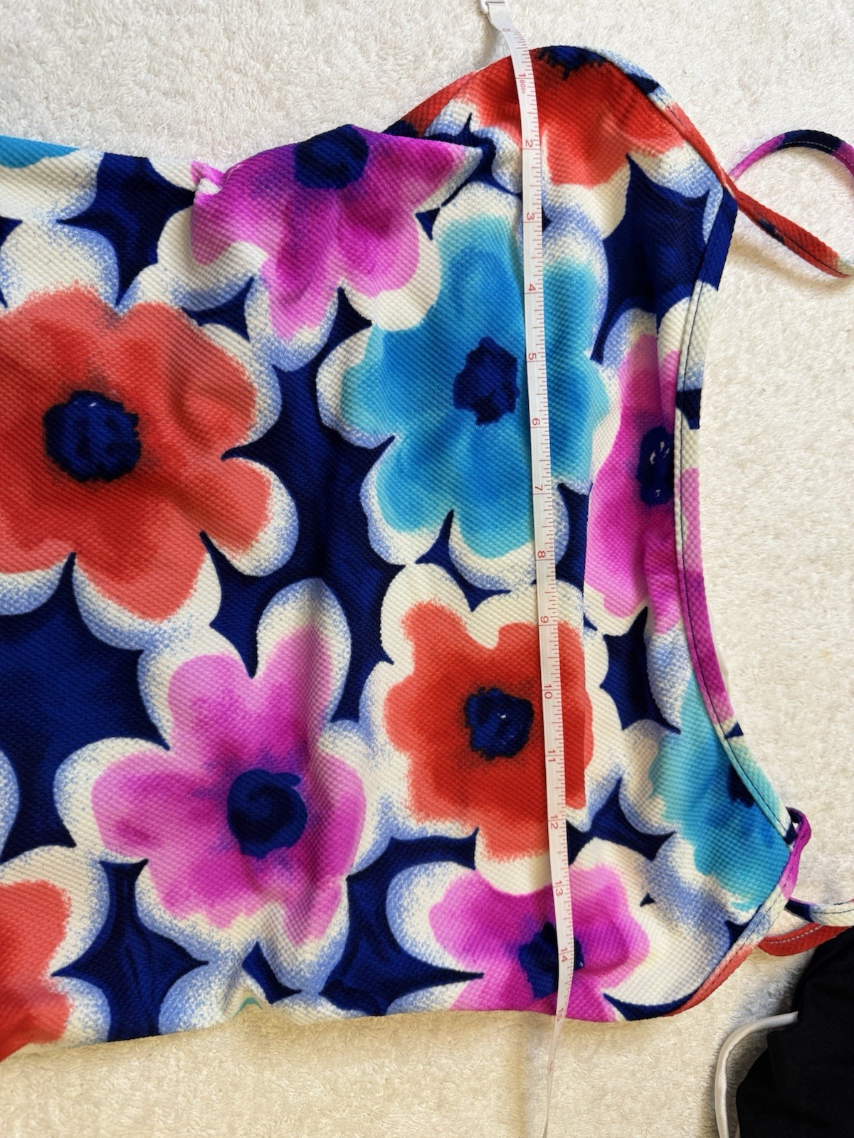 VTG Jantzen One Piece Swimsuit Size 12 Floral Pink Blue Navy 90s Made in USA