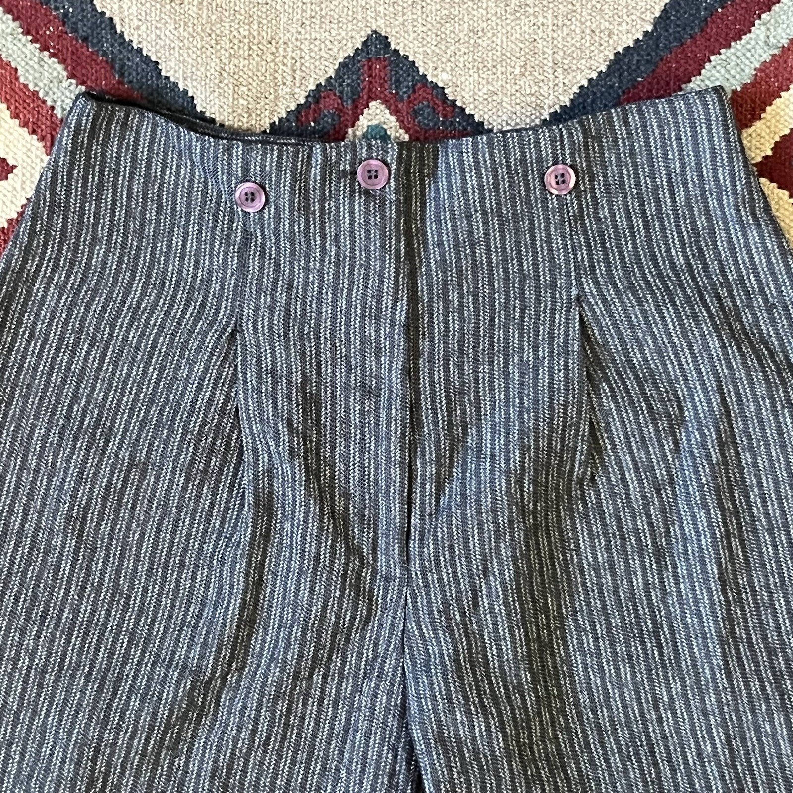 Vintage 80s Wrapper Pants Women’s 7/8 Gray Striped USA Made Trousers