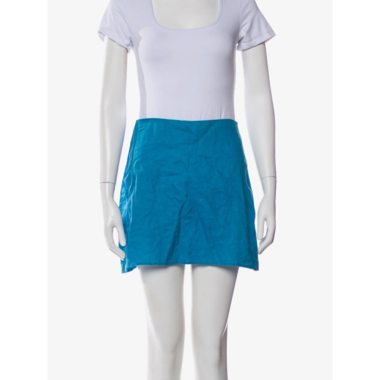Reformation Linen Veranda Skirt in Grotto NWT Blue Mini Summer