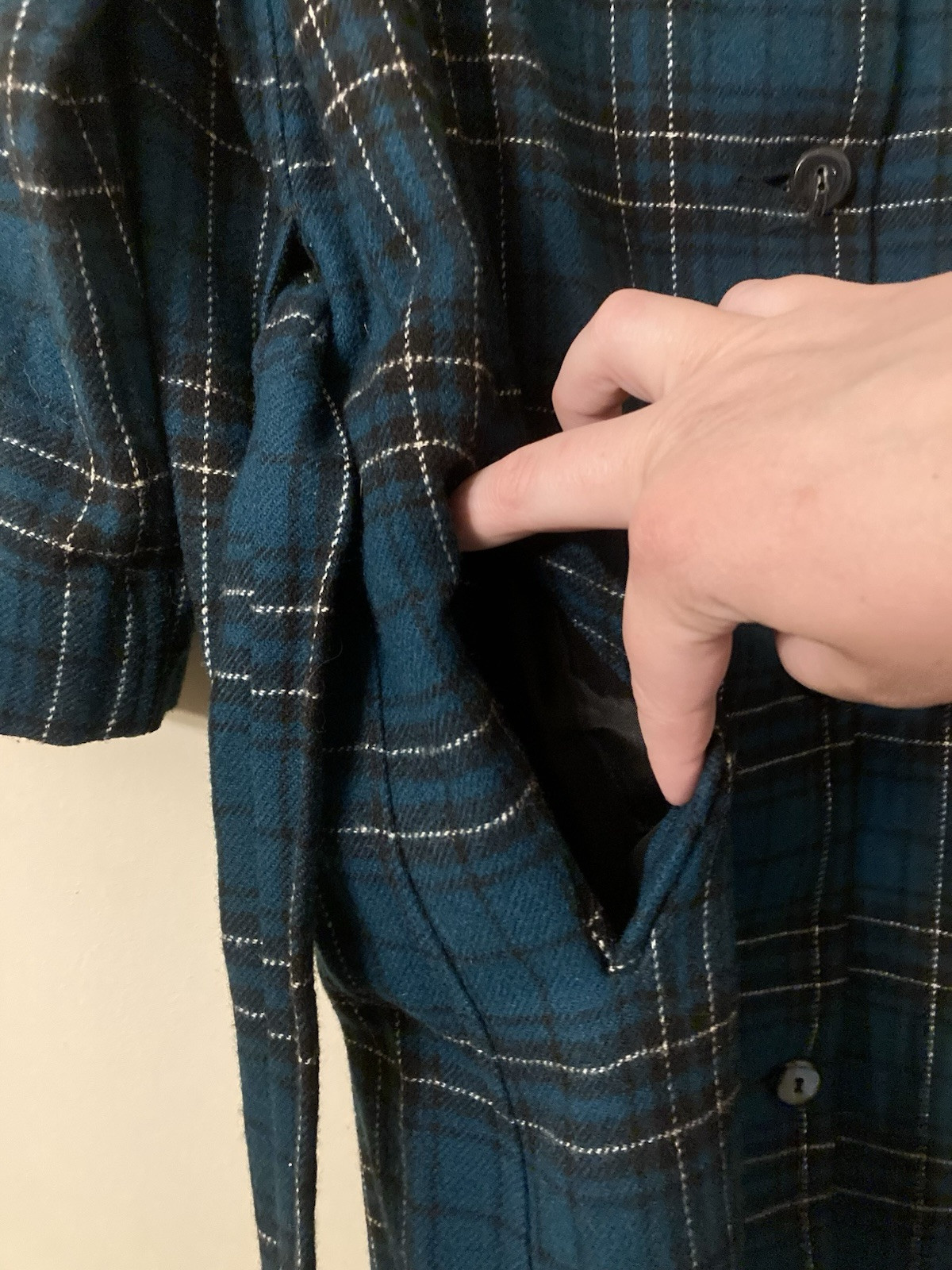 Vintage Pendleton Virgin Wool Dress Coat Plaid Long Pockets USA 1950’s Women’s