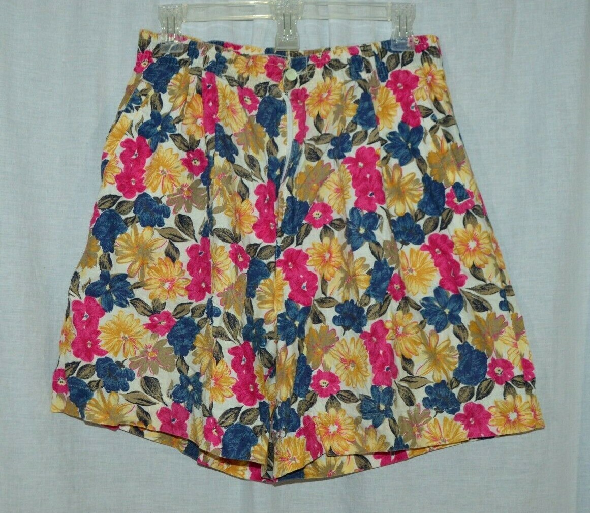 Dockers Vintage Multi-Color Floral Flower Women’s Shorts Size Large 100% Cotton