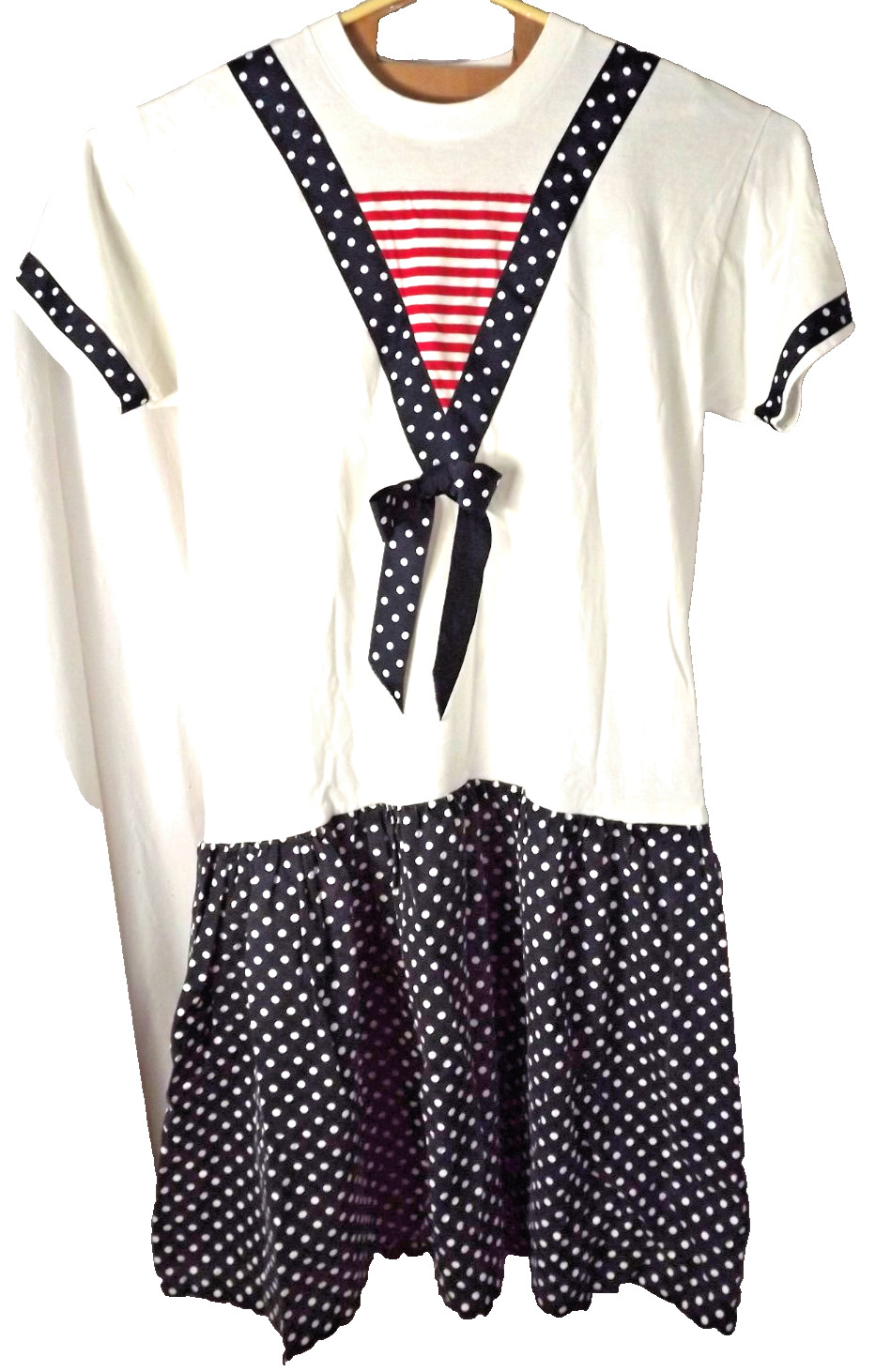Vintage Stitches & Brushes Womens Patriotic Poka Dot Sailor Look Dress Sz Large