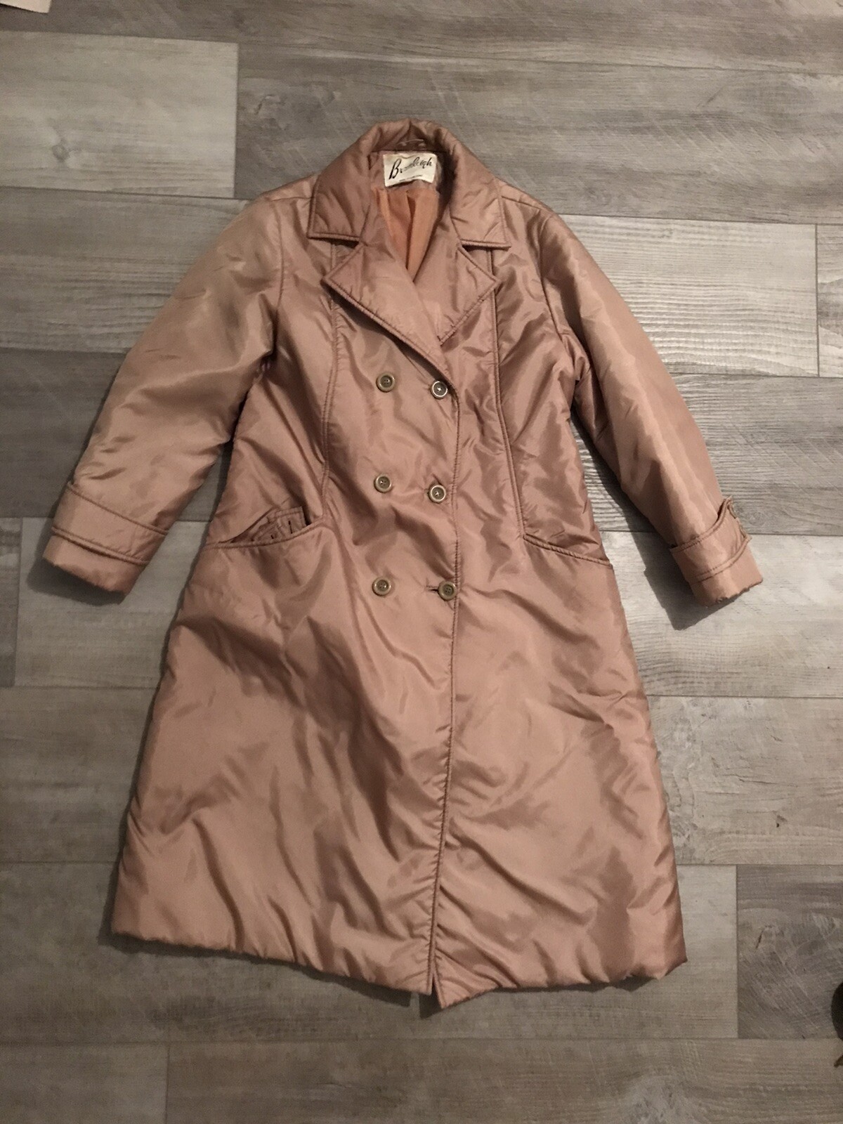 BROMLEIGH Vintage 70’s Taupe/Beige Puffer Double Breasted Belted Coat Sz 12 PUC