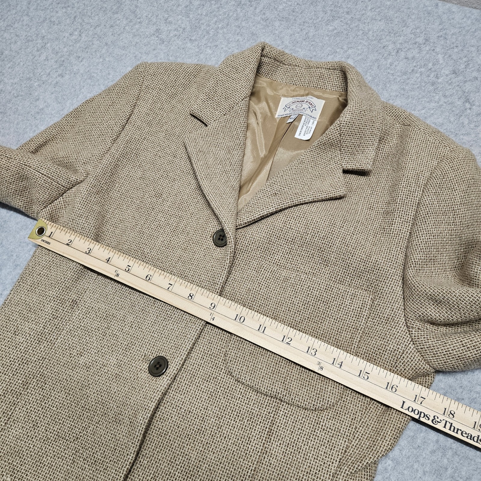Vintage Georgio Armani Tweed Blazer 6/Skirt 10 Set Womens 100% Wool