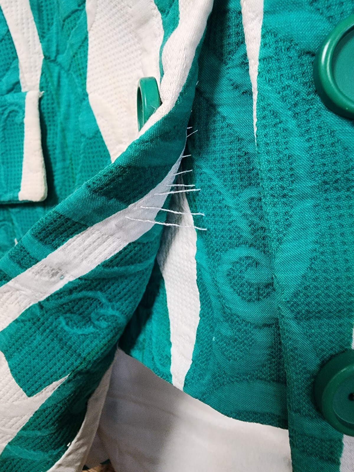 Chester Weinberg Suit Jacket Green And Cream Embossed 1960s