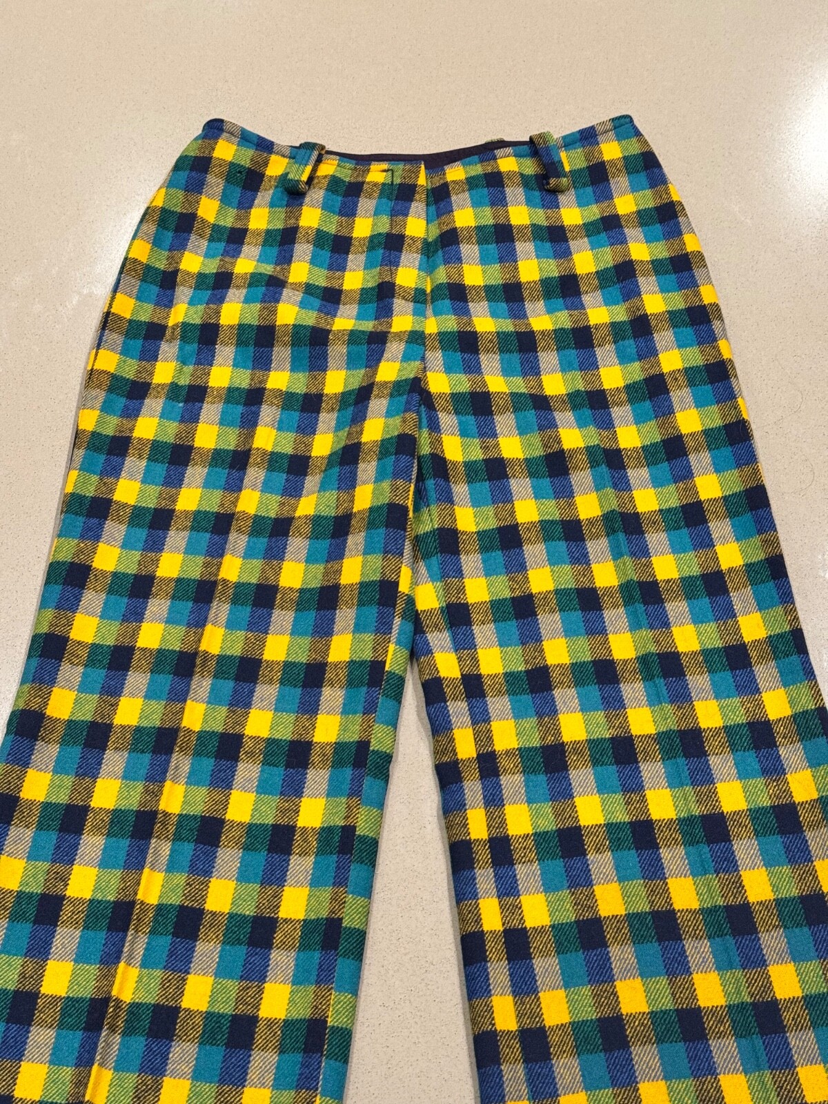 Vintage 1970s John Meyer Colorful Checkered Wool Trouser Pants Women’s Small