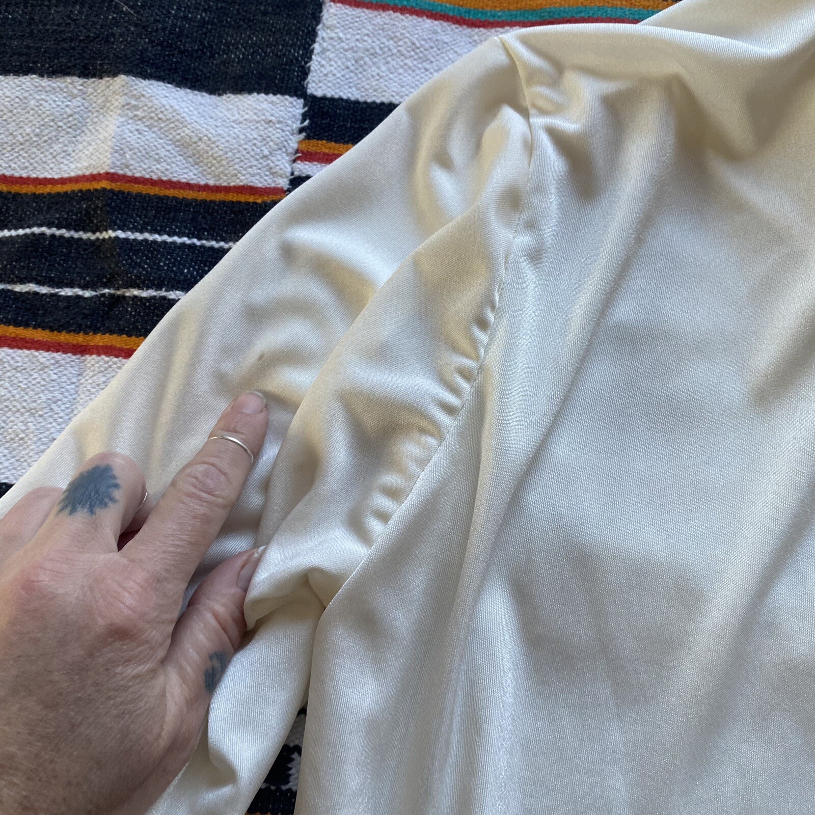 Vintage Topson Downs Of California Bohemian Blouse. Creamy White. Size Large.