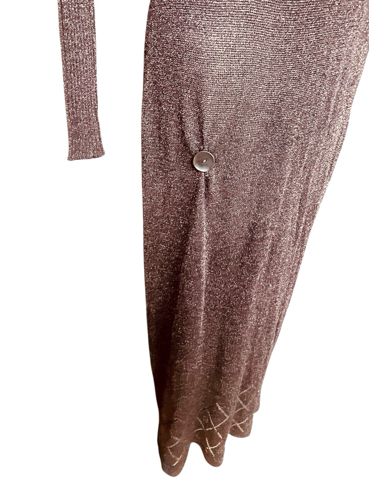 Vtg 70’s WENJILLI Bronze Metallic Slinky Knit Lurex Shimmer Maxi Dress 11 / 12
