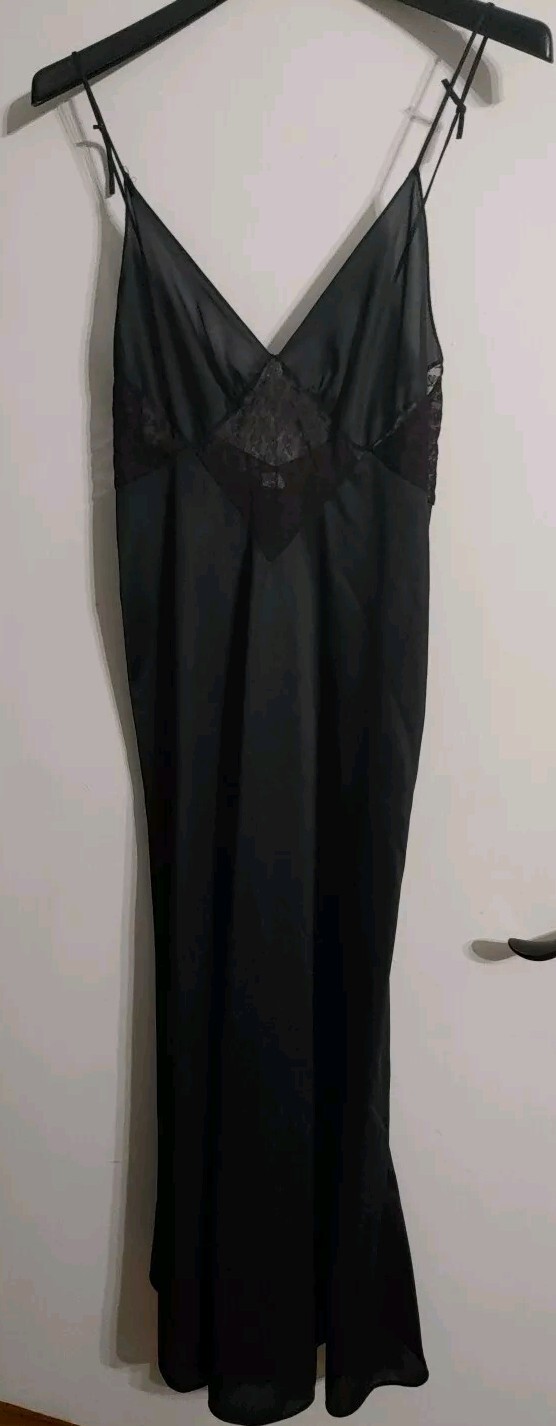Vintage Long Black Stardust Nightgown Size M