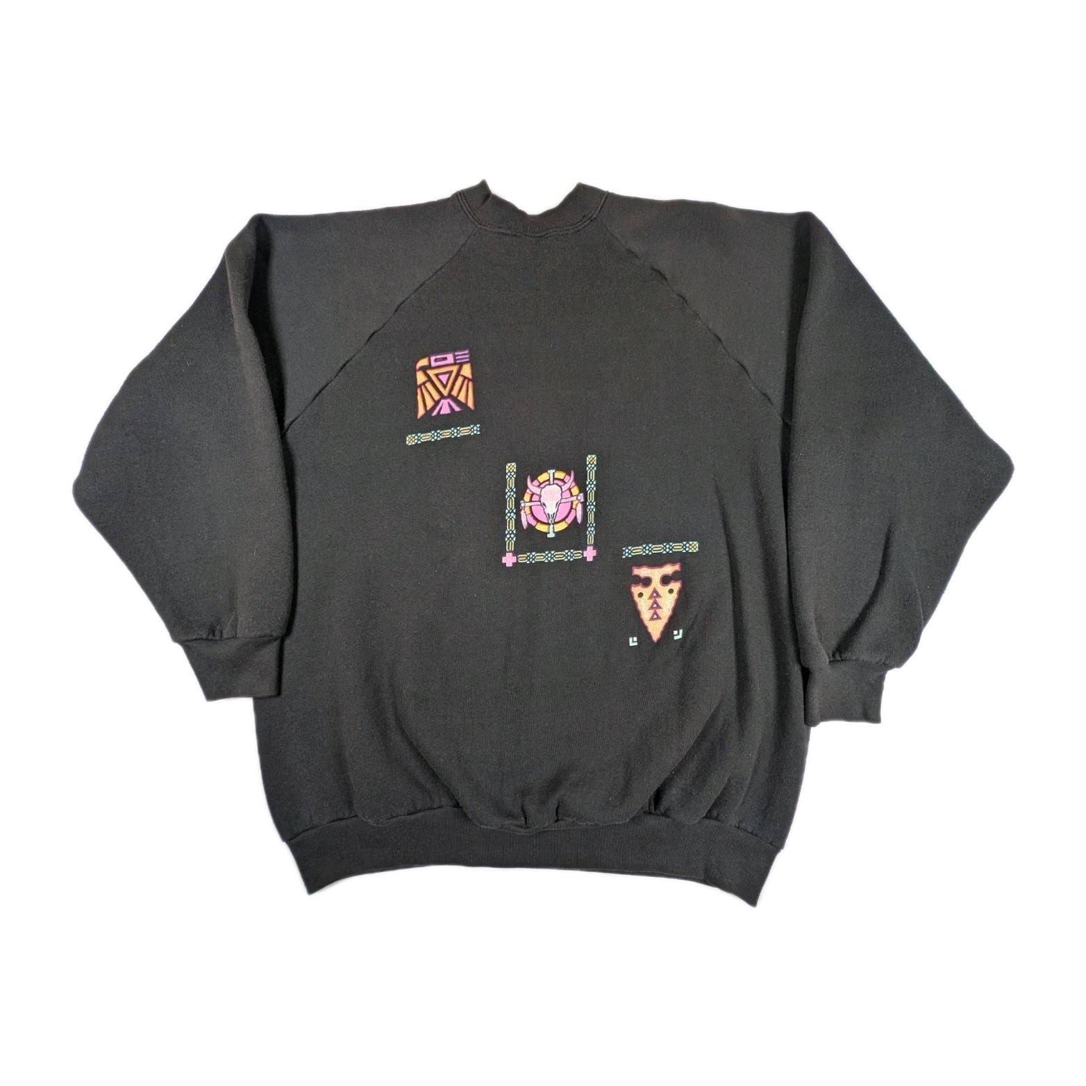 Vtg 80s 90s Sweatshirt Native American DreamCatcher Bull Skull Southwestern Usa