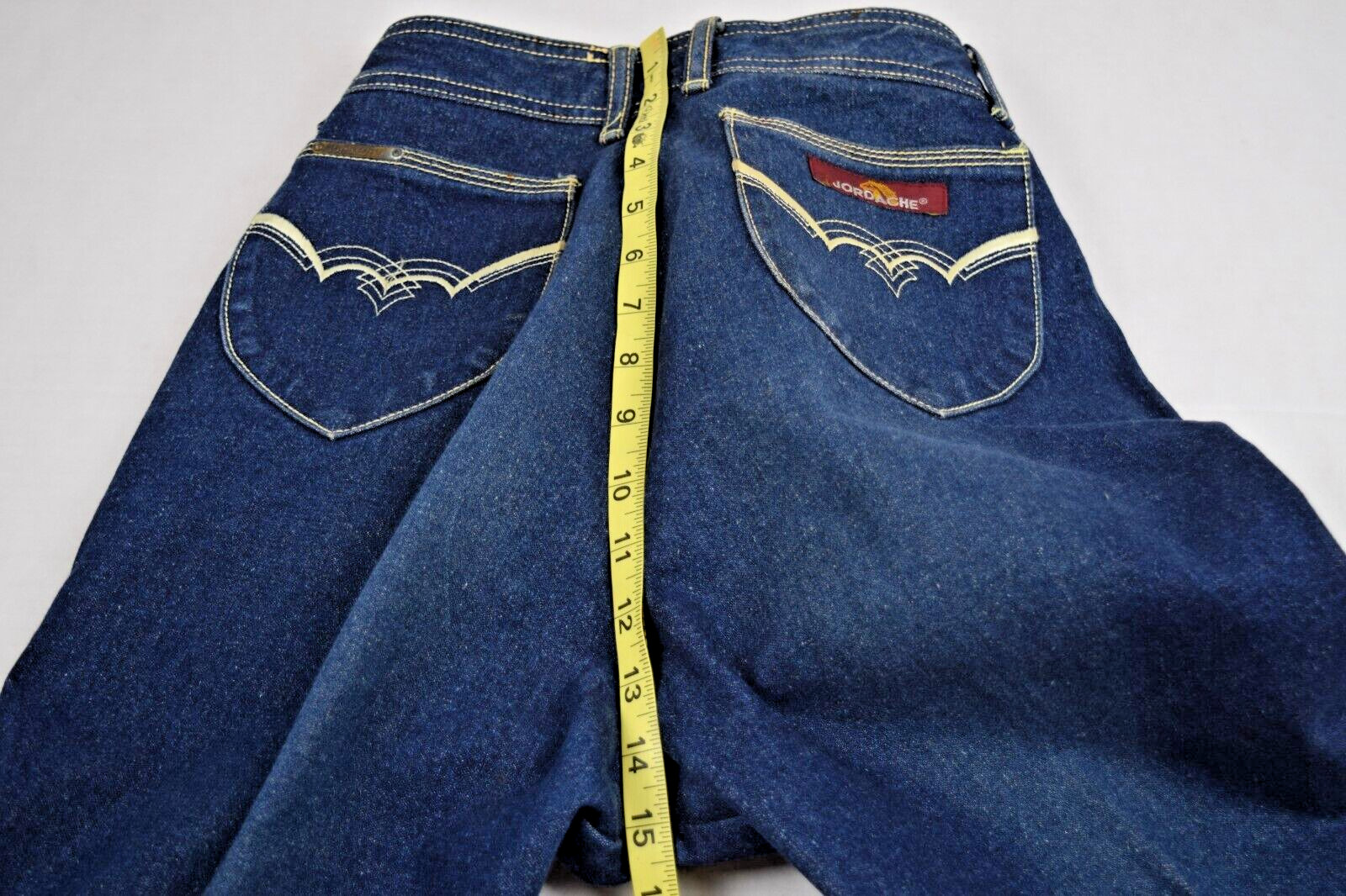 Vintage Jeans Jordache Horsehead Size 32 80s Blue Yellow Stitch High Waist