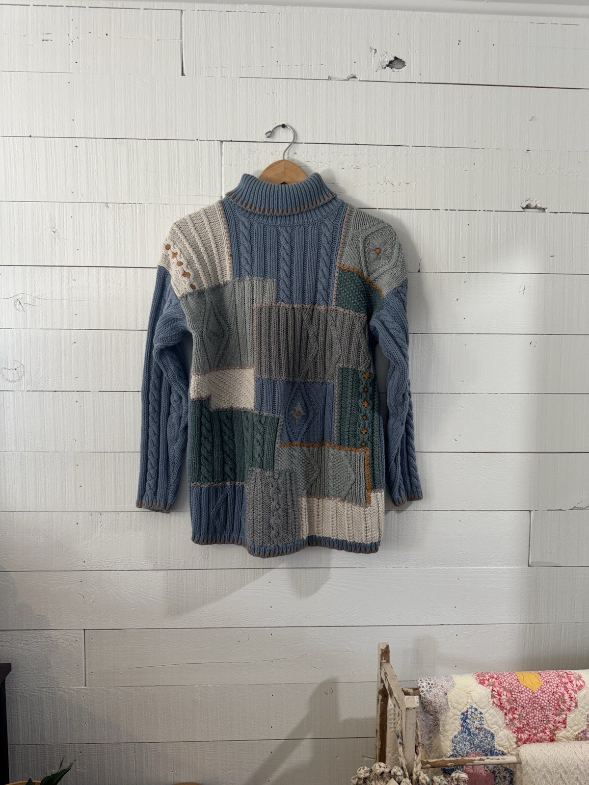VTG Partners By Mervyns Patch Work Sweater Sz L