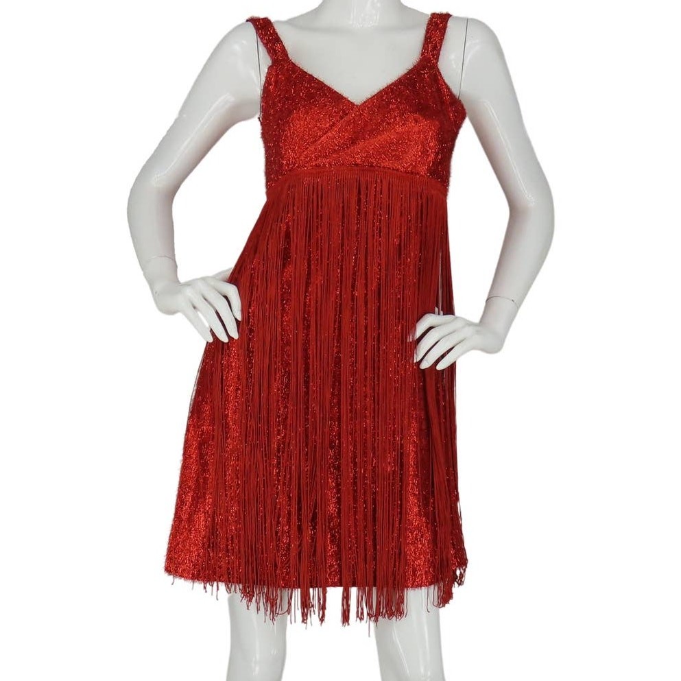 Vintage Tassel Tinsel Showgirl Stage Party Cocktail Fringe Gatsby Flapper Dress