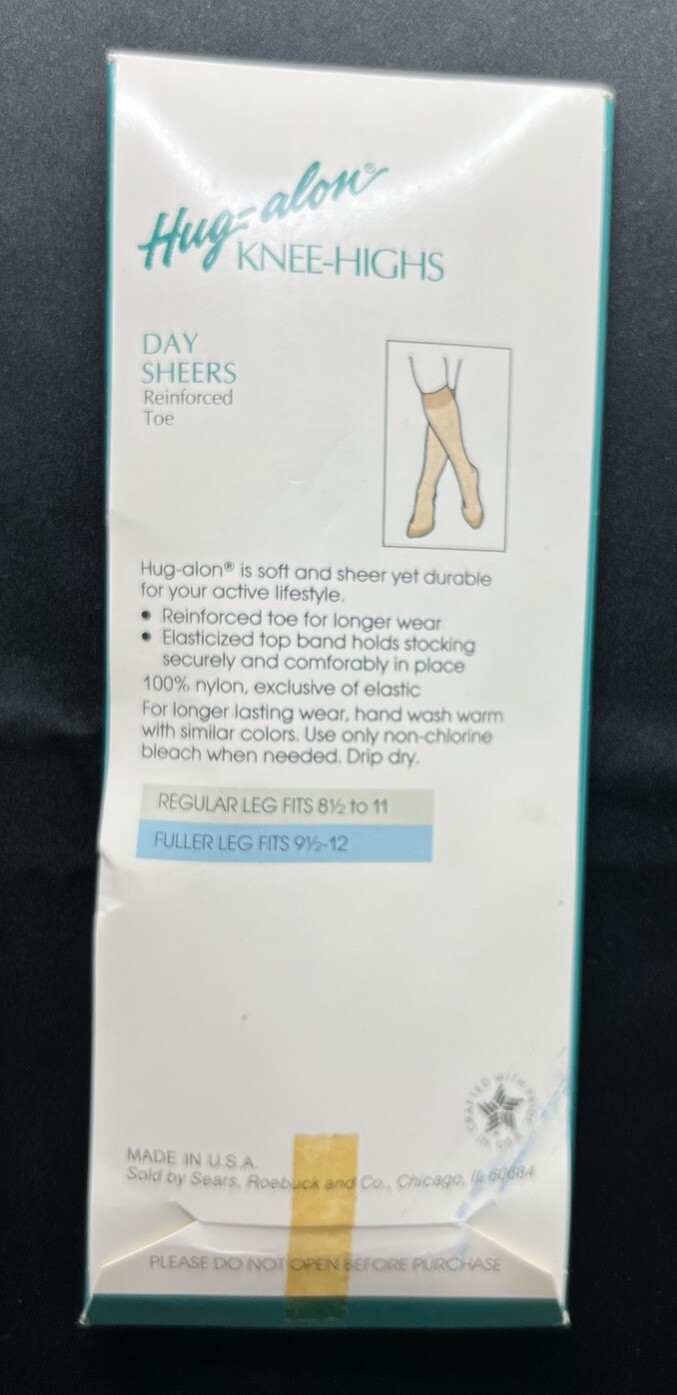 Vtg Sears Hug-Alon Knee-Highs Day Sheers 2 Pairs Fuller Leg Smoky Taupe